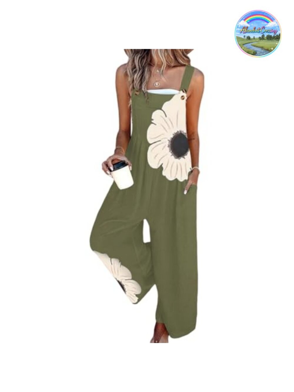 Women's Sleeveless Wide Leg Jumpsuit with Pockets Loose Fit Floral Print